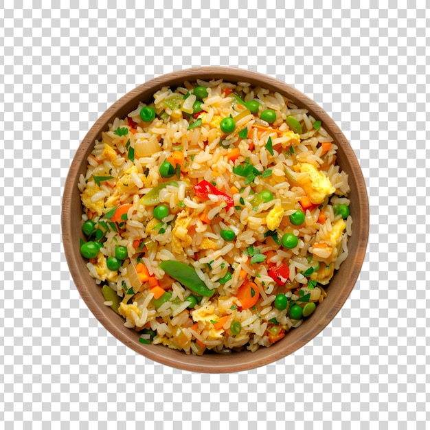 PSD fried rice bowl isolated on a transparent background