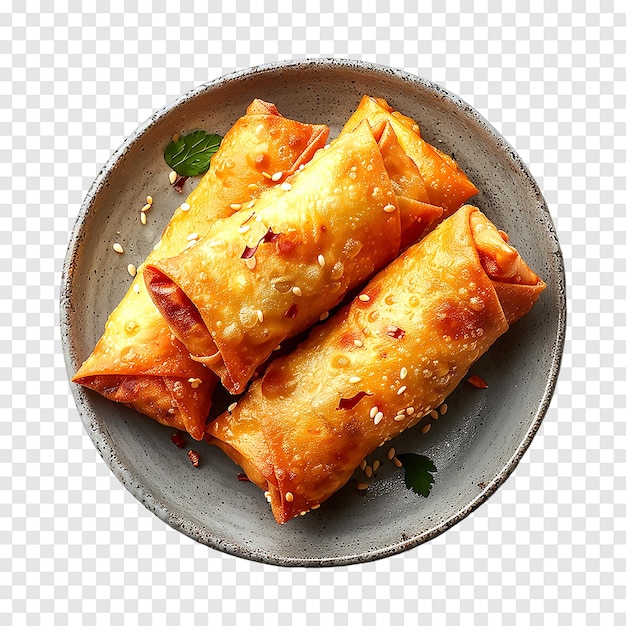 Fried spring rolls isolated on a transparent background Generative AI