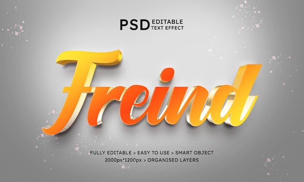 Friend realistic 3d editable text effect