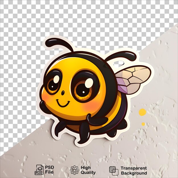 PSD friendly bee character cartoon on transparent background