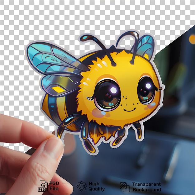 PSD friendly bee character cartoon on transparent background