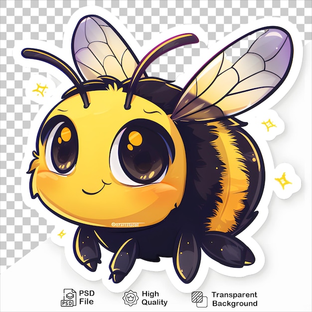 PSD friendly bee character cartoon on transparent background