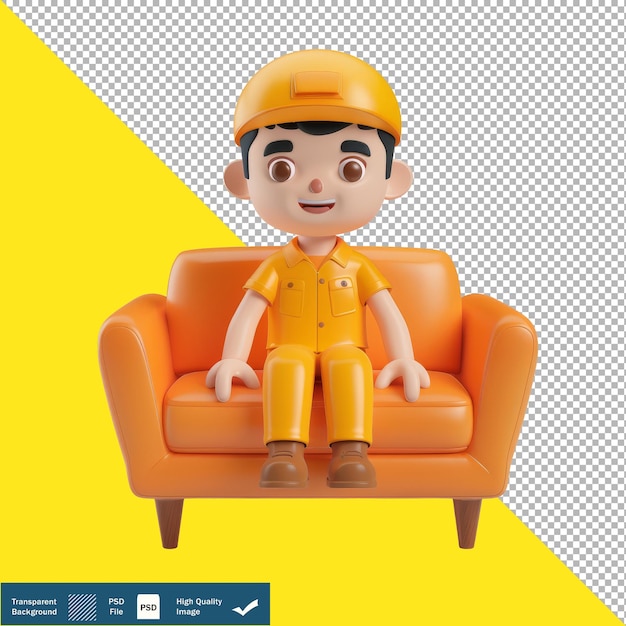 Friendly Furniture Delivery Worker transparent background PNG PSD