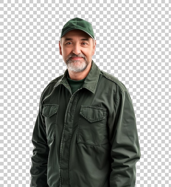 Friendly Man in Green Shirt Isolated on Transparent Background