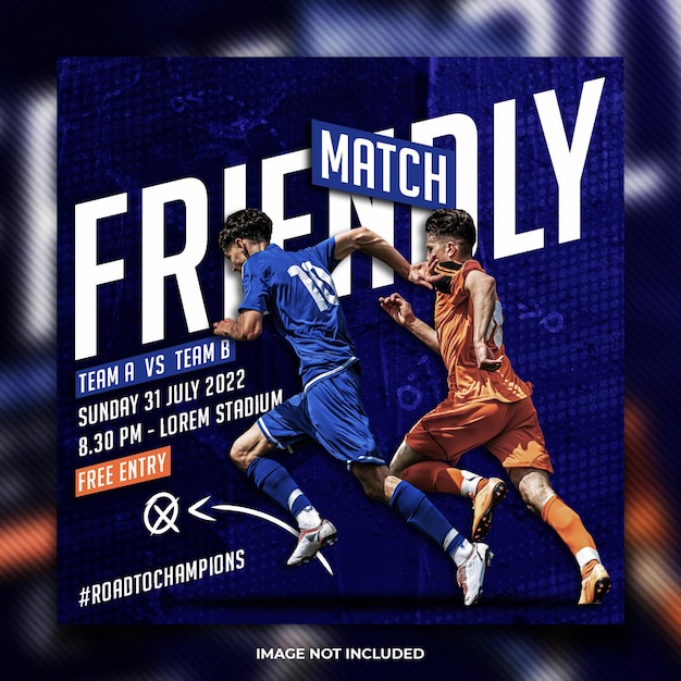 Friendly match football flyer social media post template