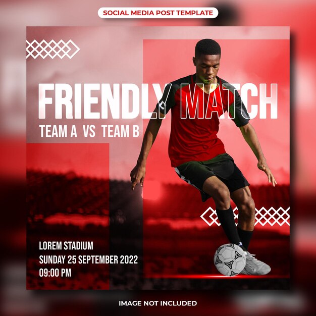 PSD friendly match football social media post template