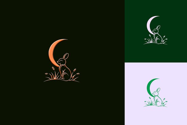 Friendly Moon Gazing Hare With Monoline Design Simple Outlin PNG Inspired Lunar Icon Designs