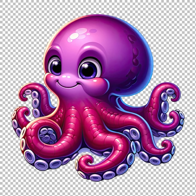 Friendly Purple Octopus Cartoon Clipart