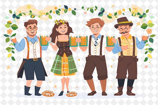 Friends Attending a Traditional German Oktoberfest Design Is Flat Illustration Festival of The World