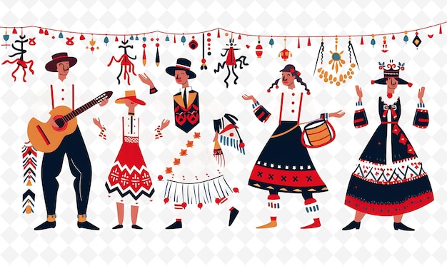 Friends Attending a Traditional Romanian Mrior Celebration D Flat Illustration Culture Character