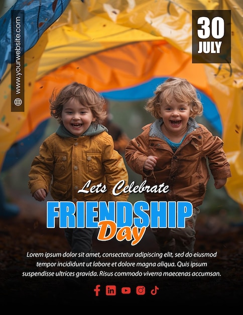 PSD friendship day celebration editable invitation design for beloved friends