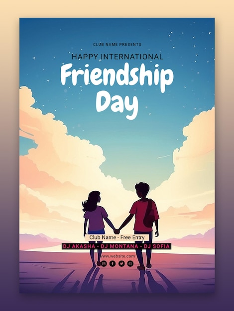 Friendship day celebration party invitation template or poster design