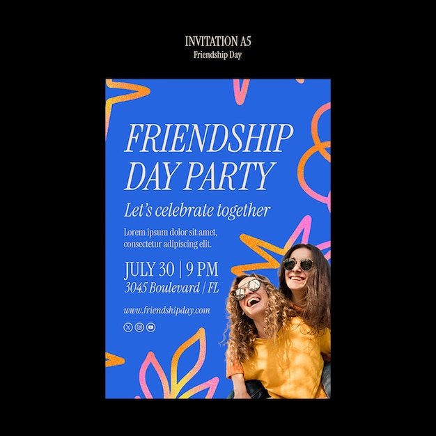 PSD friendship day celebration template