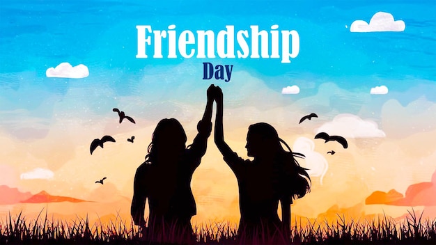 PSD friendship day illustration happy friendship day background