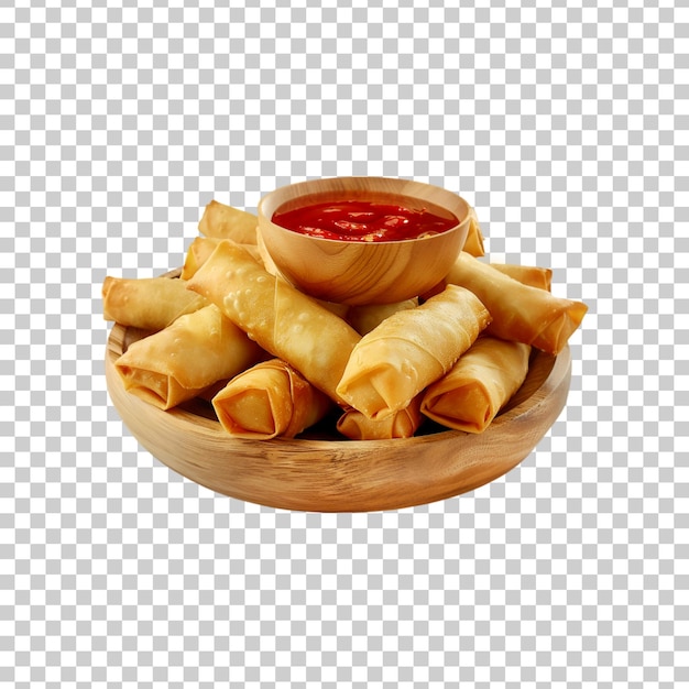 PSD fries spring rolls isolated on a transparent background