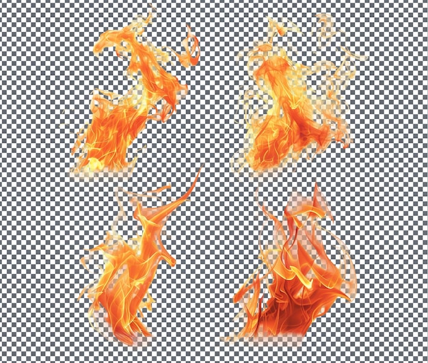 Frightful Four Fire Flames in Different Shapes isolated on transparent background