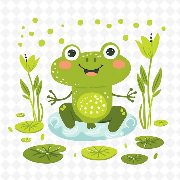 PSD a frog sitting on a pond with water drops