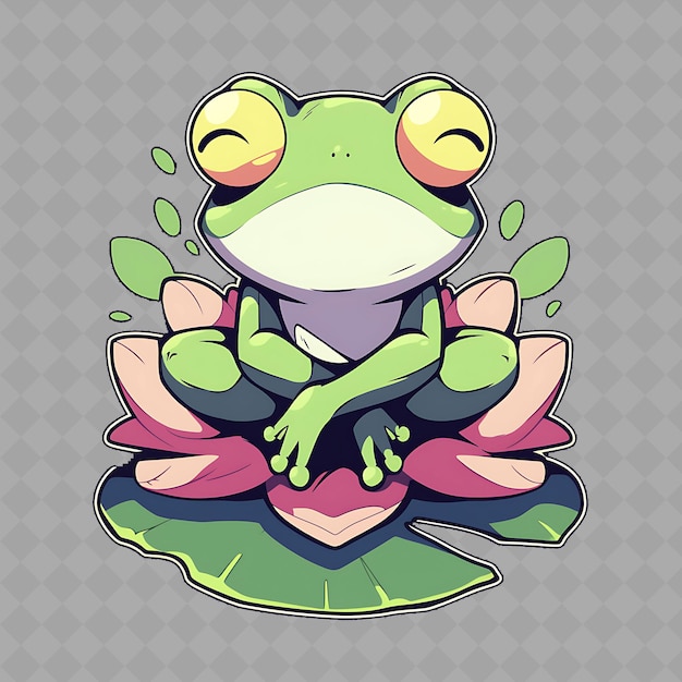 a frog with a flower in his mouth sits on a flower pot