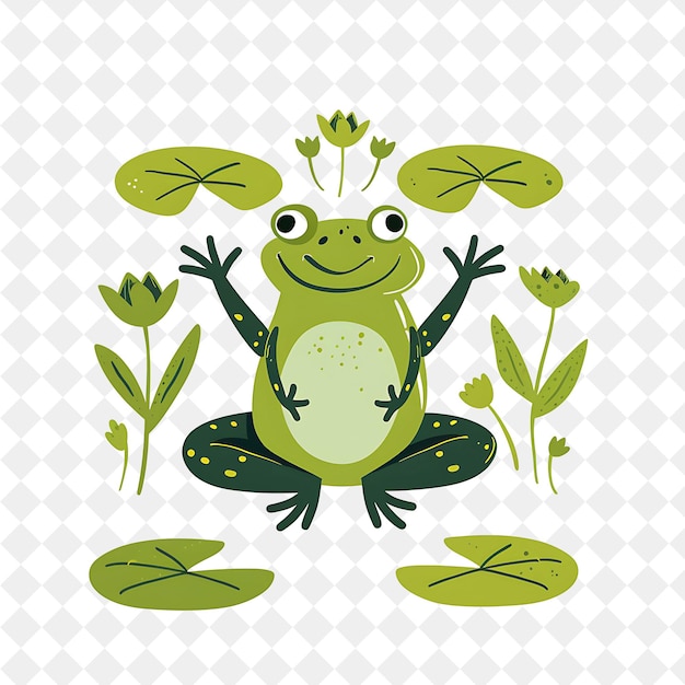 a frog with flowers and leaves on it