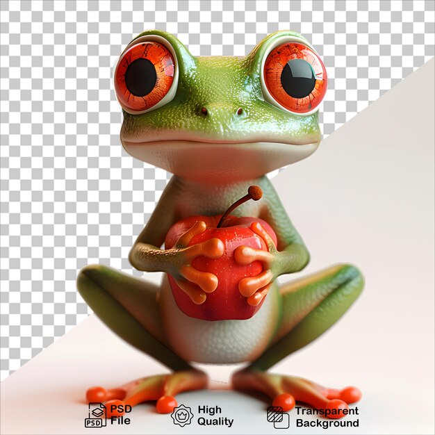 PSD a frog with red eyes and a button that saysthe word organicon it