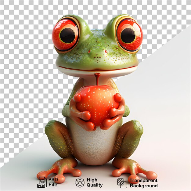 a frog with a red eyes sits on a white background