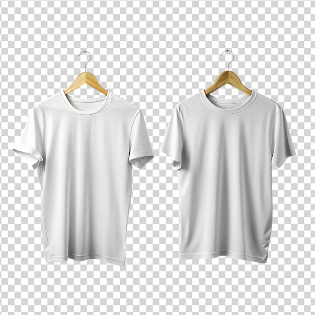 PSD front back view of plan white ringer t shirt mockup isolated on white background