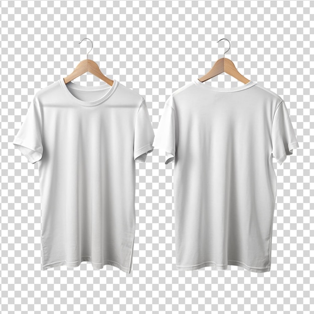 PSD front back view of plan white ringer t shirt mockup isolated on white background