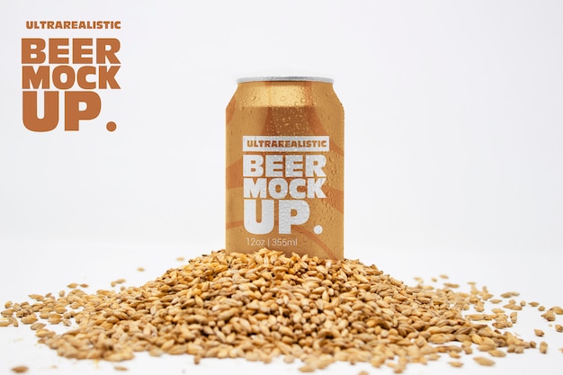 Front Malt Beer Can Mockup