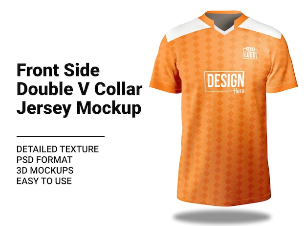 Front side double v collar jersey mockup