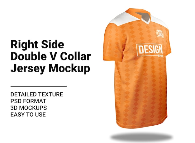 Front side double v collar jersey mockup