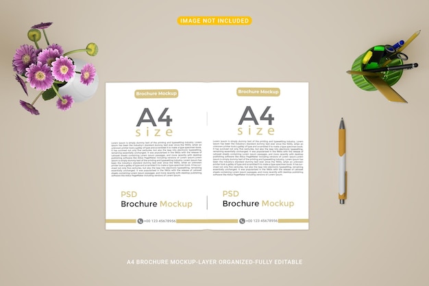 Front view A4 brochure mockup template premium PSD