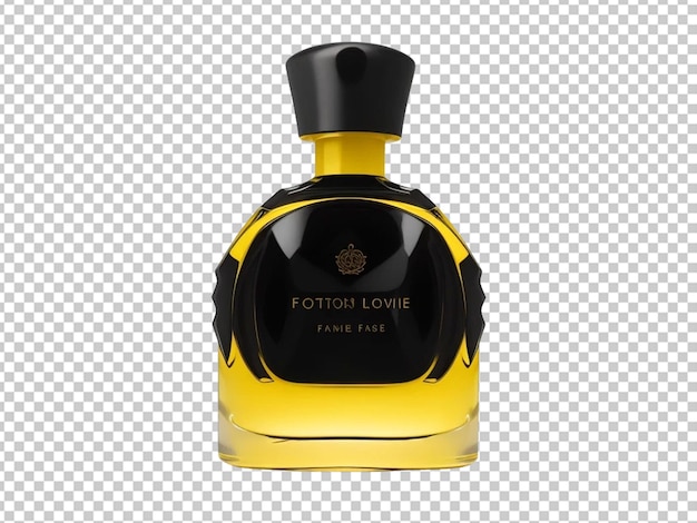 a front view of black perfume with golden upper side