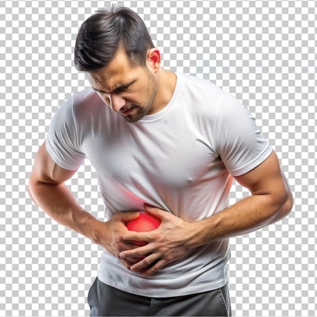 Front view of boy with anxiety symptom on transparent background