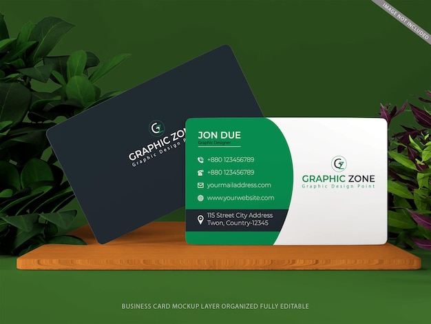 Front view business card presentation mockup design