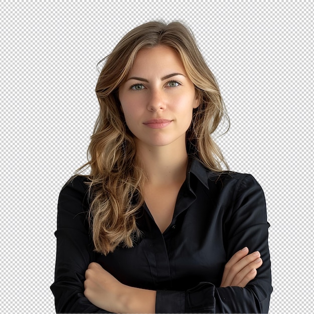 Front view of businesswoman smiling with arms crossed