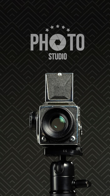 Front view of camera for photo studio