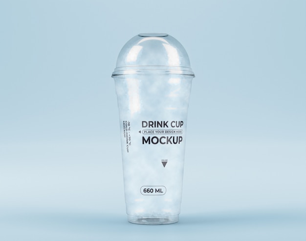 Front view of clear plastic cup mock-up