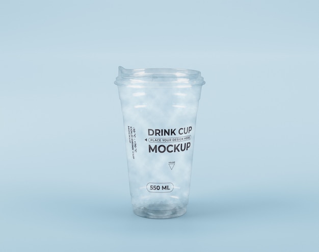 PSD front view of clear plastic cup mock-up