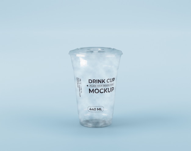 Front view of clear plastic cup mock-up