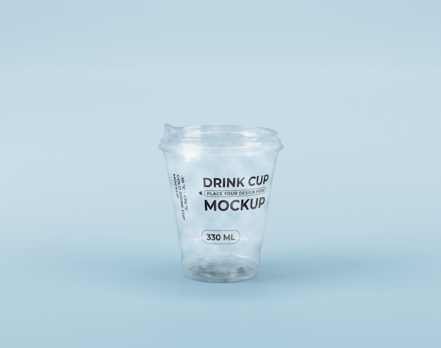 PSD front view of clear plastic cup mock-up