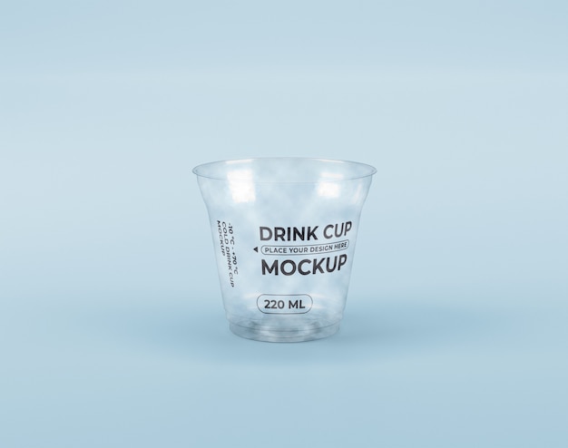 Front view of clear plastic cup mock-up