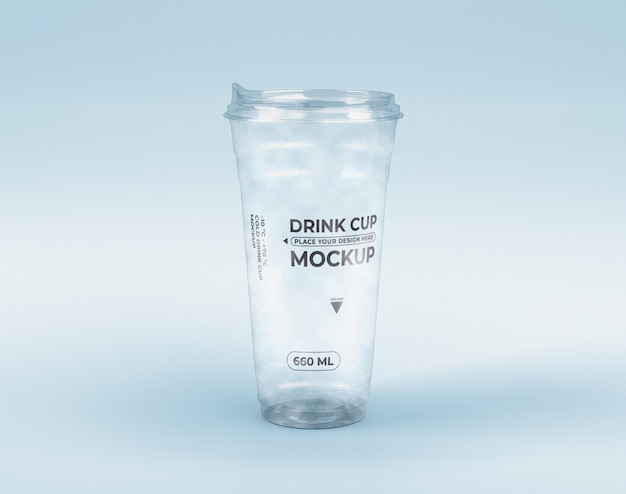 Front view of clear plastic cup mock-up