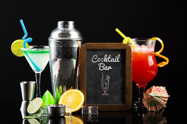 Front view of cocktail concept mock-up