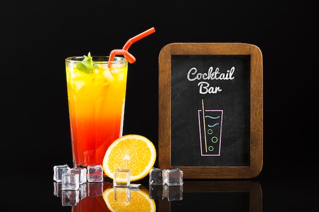 Front view of cocktail mock-up concept