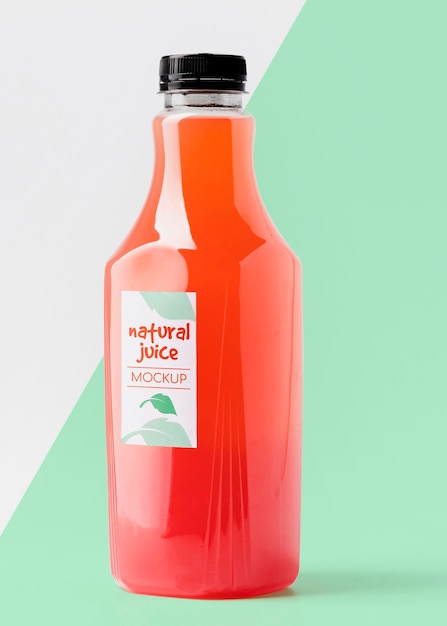 Front view glass juice bottle