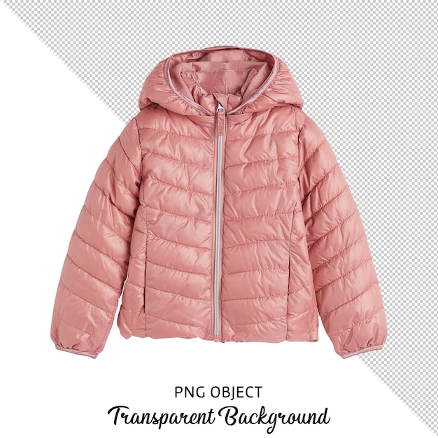 Front view of isolated pink coat on transparent background