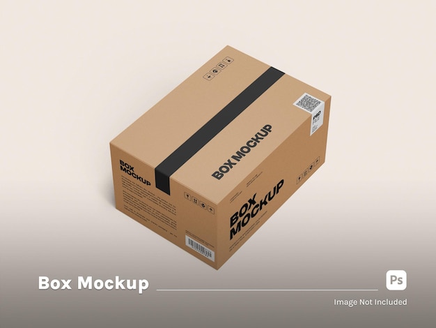 Front View of Isometric Delivery Box Isolated 3D Mockup