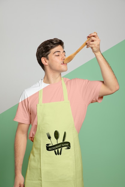 Front view of man in apron