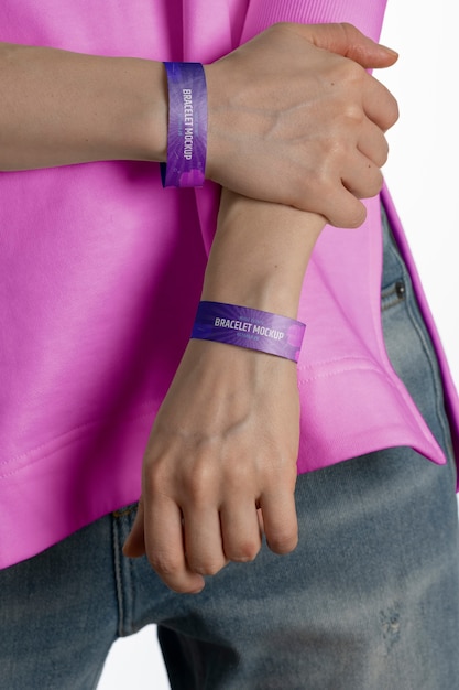 Front view model wearing bracelets