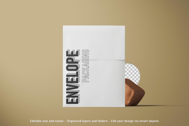 front view paper shipping envelopes packaging mockup 3d render